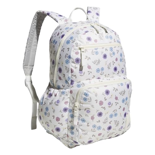 adidas Lineage Backpack for Laptop, School and Travel, 22L, In Bloom Floral Warm Vanilla/Off White, OSFA - color: In Bloom Floral Warm Vanilla/Off White
