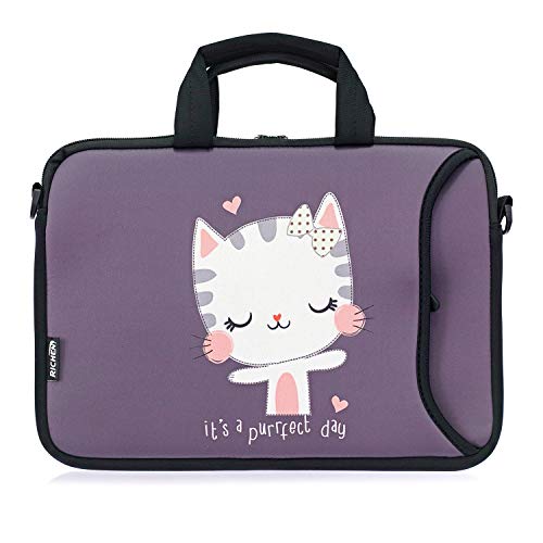 RICHEN 10 inch Messenger Bag Carrying Case Sleeve with Handle Accessory Pocket Fits 7 to 10-Inch Laptops/Notebook/ebooks/Kids Tablet/Pad (7-10.2 inch, Cute Cat) - color: Cute Cat, size: 7-10.2 inch