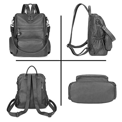 Uromee Travel Backpack Purse for Women Vegan Leather Ladies Fashion Tassel Shoulder Bag Convertible with Pouch - color: 262 Grey