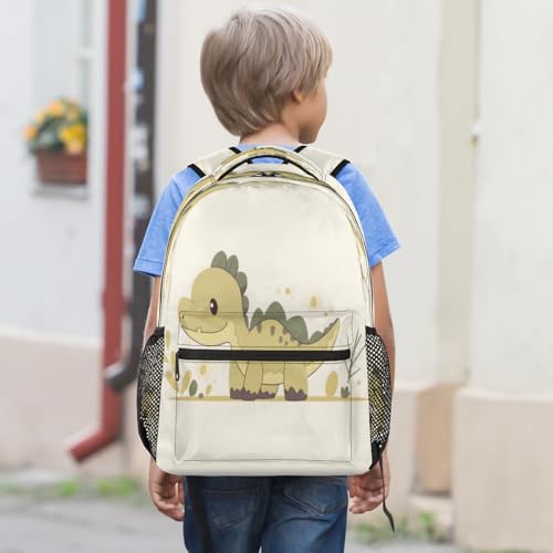 Cartoon Dinosaur Backpack with Chest Strap, Casual Backpack for Women Men, 16 Inch Daypack for Travel Work, Dinosaur - color: Metallic