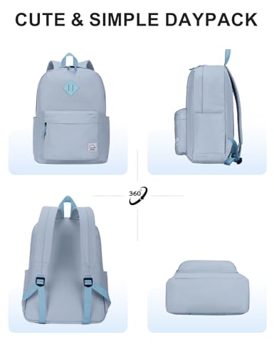 VASCHY Lightweight Backpack for School, Water Resistant Classic Bookbag with Side Pockets for Boys,Kids,Teens Baby Blue - color: Baby Blue