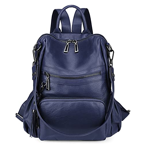 Uromee Travel Backpack Purse for Women Vegan Leather Ladies Fashion Tassel Shoulder Bag Convertible - color: 0243 Royal Blue