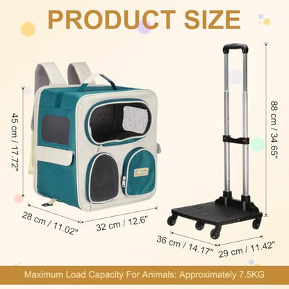 Pet Backpack Carrier, Portable and Ventilated, Nylon Dogs Cats and Small Animal Travel Bag 14.17", (Sea Blue, 1 Pcs), Intended for Hiking/Camping/Traveling - color: Sea Blue