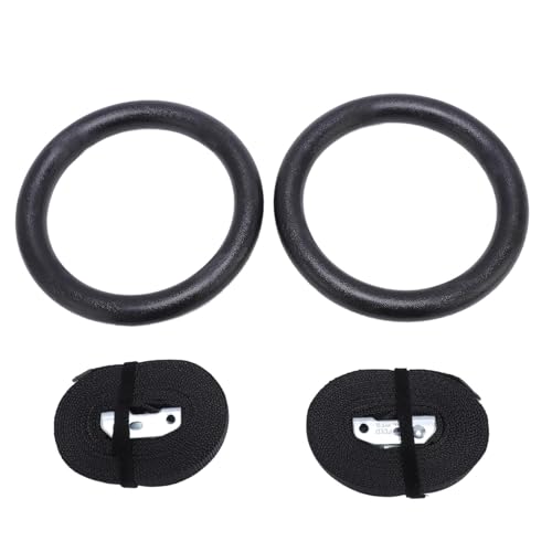 Gymnastic with Straps Pull Rings - 2 Pcs Gymnastic Strength Training 300kg Capacity High Stability Exercise Rings with Straps Workout - Home Gym