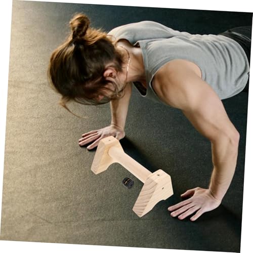 POPETPOP 2pcs Wooden Push- Non- Base Parallettes Bars for Floor Exercise for Handstand Training and Calisthenics Suitable for Men and Women