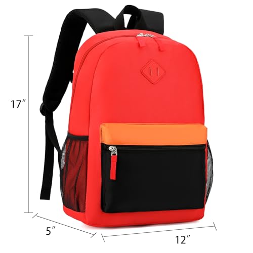 Backpack Set for Girls Boy Kids Backpack with Lunch Box for Elementary Primary Kindergarten School Bag (Red Black Set, Large) - color: Red Black
