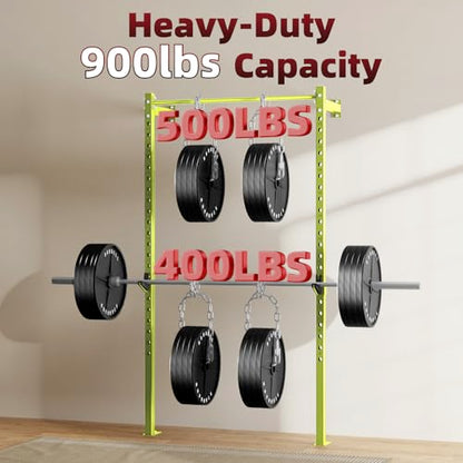 SPORTSOUL Wall Mounted Power Cage, 900lbs Squat Rack with Pull Up Bar for Home Gym, Space-Saving 2"x2" Pull-Up Station with Adjustable J-Hooks for Garage & Apartment - color: Green