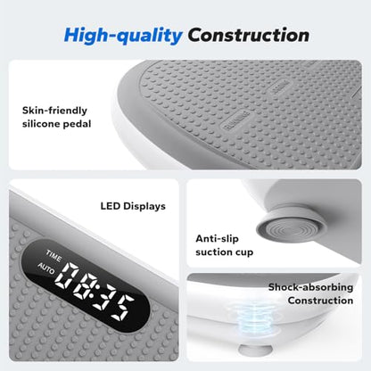 MERACH Vibration Plate Exercise Machine, Vibration Plate 440 Lbs Capacity, Bluetooth and Silicone Pedal, Stimulate Deep Fat, Vibration Plate for Lymphatic Drainage, Vibrating for Weight Loss