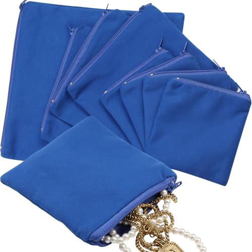 Sanwuta 8 Pcs Zippered Silver Storage Bags Anti Tarnish Silver Pouches Keeper Jewelry Storage Protector Bags (3.9 x 3.9/5.9 x 5.9/7.9 x 7.9 Inch,Navy Blue) - color: Navy Blue, size: 3.9 x 3.9/5.9 x 5.9/7.9 x 7.9 Inch