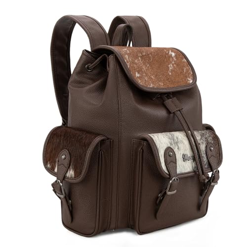 Montana West Wrangler Backpack Purse for Women Hair-on Cowhide Backpacks Western Travel Bags - color: Cowhide Coffee