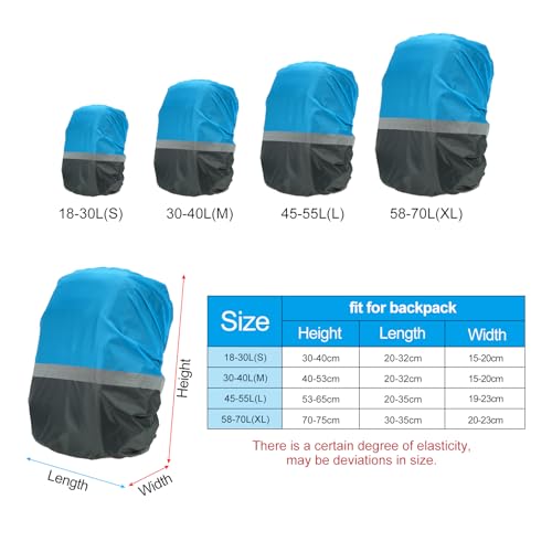 PATIKIL Waterproof Backpack Rain Cover, Non-Slip Ultralight Backpack Cover with Reflective Strip for Hiking Camping Traveling Cycling - color: Grey Blue, size: X-Large