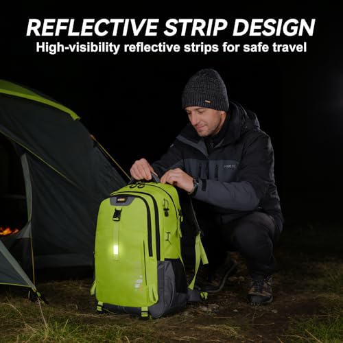 Hiking Backpack for Men Women, 50L Large Capacity Waterproof Mountaineering Backpack, Breathable Outdoor Daypack, Adjustable Trekking Rucksack for Camping Climbing Travel Climbing Travel - color: Green