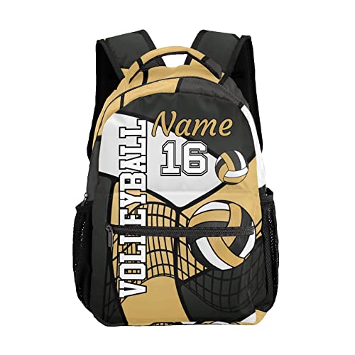 Customized Volleyball Gold White Black Waterproof Backpack with Name for Hiking Camping Picnic - color: Backpack 3