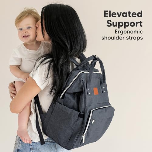 KeaBabies Baby Diaper Bag Backpack - Large Baby Bag for Boys, Girls, Waterproof Multi Function Travel Diaper Backpack with Changing Pad, Durable Travel Essentials for Moms and Dads (Mystic Gray) - color: Mystic Gray