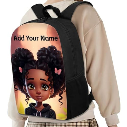 African Black Girls Backpack for School Bag for Kids 2 Grade/3Rd Grade Custom Name Book Bag Age 8-10/10-12 Elementary School Student Personalized Back Packs - color: African Black Girl-12