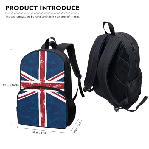 Talayituse Britain Flag Print Backpack for Girls Women, Lightweight Laptop Bookbag Student 17 Inch School Backpack Schoolbag Daypack with Handle for Travel College - color: Britain Flag