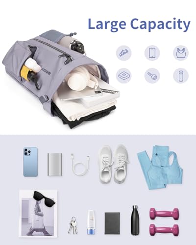 WANDF Drawstring Backpack Sports Gym Bag with Shoes Compartment, Water-Resistant String Beach Sackpack Swim Bag for Women and Men (Grey) - color: Grey