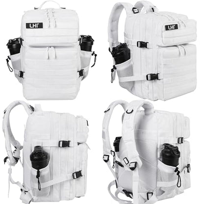 LHI Military Tactical Backpack for Men and Women 45L Army 3 Days Assault Pack Bag Large Rucksack with Molle System - White - color: 2.1 White(white Zipper)