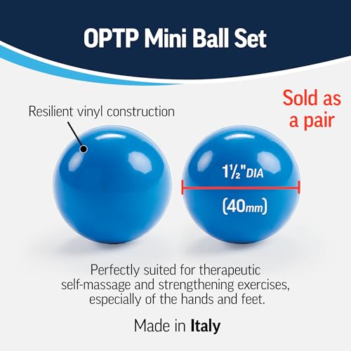 OPTP Mini Balls - Vinyl Air-Filled Self-Massage Ball Set (2 Piece) for Hand and Foot Therapy- Small Therapy Balls for Improved Strength, Fine Motor Skill Development, and Soft Tissue Mobilization