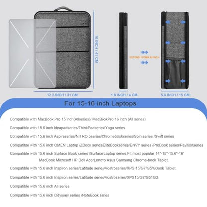 ZINMARK Slim Expandable Laptop Backpack with Small Case for 15-16 inch Notebooks,Water Resistant Computer Bag for College Business for Men Women，Dark Gray Black - color: Dark Gray Black