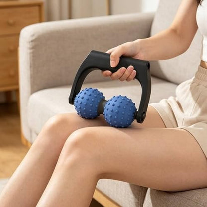 Double Ball Deep Tissue Handheld Massage Roller Textured Body Roller for Home, Light Gray - color: Light Gray