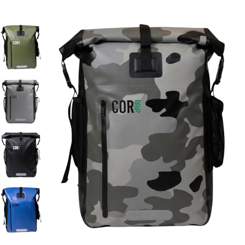 COR Surf Waterproof Backpack with Laptop Sleeve | Heavy Duty Hiking, Kayak Dry Bag Backpack | Roll-Top Closure (40L Camo) - color: Camo, size: 40 liters