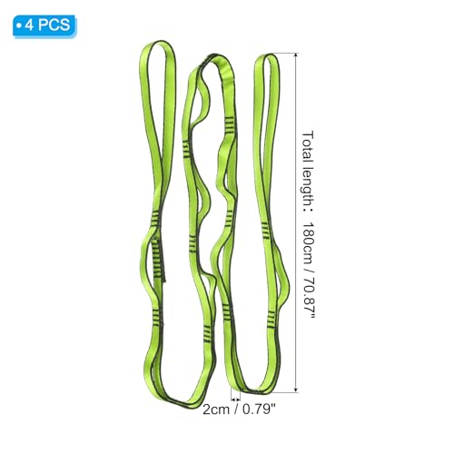 PATIKIL Daisy Chain Straps, Strong Climbing Strap Adjustable Nylon Chain Sling with Loops for Aerial Yoga Hammock Swing - color: Green, size: 71 Inch
