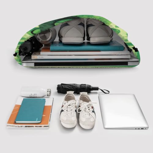 Green Clever Monkey Prints Drawstring Zipper Backpack Lightweight Sport Gym Bag Water-Resistant Travel Throw Cover for Men Women Teens