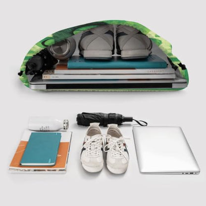 Green Clever Monkey Prints Drawstring Zipper Backpack Lightweight Sport Gym Bag Water-Resistant Travel Throw Cover for Men Women Teens