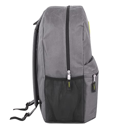 Trail maker Large School Backpacks with Mesh Side Pockets – Classic 19 Inch Solid Color Backpacks for Kids, Men, Women, Travel (Grey & Green) - color: Grey & Green