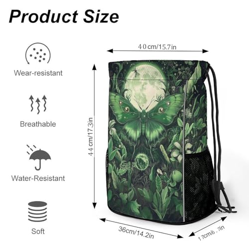 Magical Moth Drawstring Backpack Gym Bag With Shoe Compartment String Bag Sport Beach Swimming Sackpack For Women Men - color: Magical Moth
