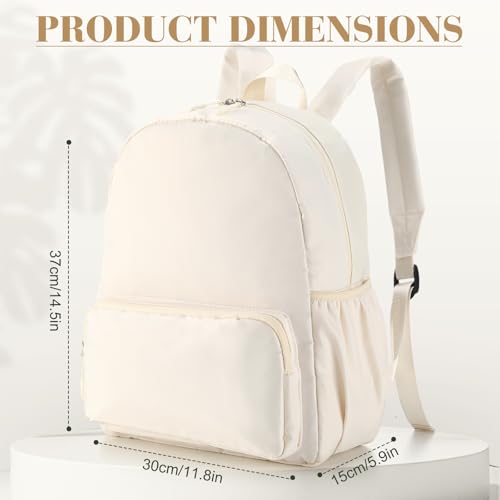 1 Piece Nylon Backpack Kids School Backpack for Toddler Girls Boys Plain Waterproof Preppy Bookbags Travel for Student (Creamy White) - color: Creamy White