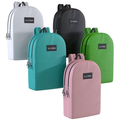 10 Pack Bulk Backpacks, Wholesale 17-Inch Lightweight Bookbags for Kids, Adults, School, Classroom, Travel, Gym Supplies with 2 Large Pocket, Perfect for Events, Corporate Bundles, Mix - color: 3 - Backpacks Mix, size: 10 Pack