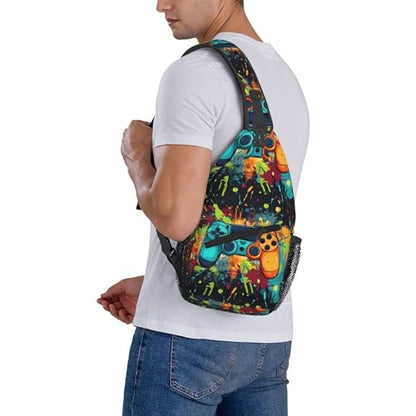 Sling Backpack Unisex Crossbody Chest Bag Shoulder Chest Bag For Women Men Hiking Travel - color: Game
