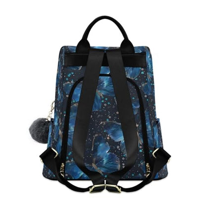 ALAZA Blue Butterflies Backpack Purse for Women Anti Theft Fashion Back Pack Shoulder Bag - color: Butterfly