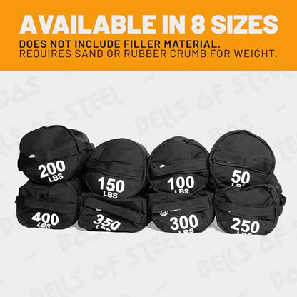 Strongman Sandbag for Working Out [Bells of Steel] Fitness Sand Bag Sacks, Commercial and Home Gym Sand Bags for Weight Training with Handles for Workout - style: 200 lb