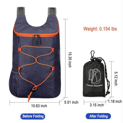 Lightweight and Thin Foldable Backpack, Climbing Bag, Hiking Daypack,15L Waterproof Travel Packable Rucksack (Dark Blue ﻿) - color: Dark Blue ﻿