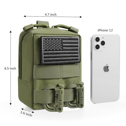 FRTKK 2 Pack Molle Pouches - Tactical Compact Water-Resistant EDC Pouch Bag Small Utility Pouch - color: 2 Pack-Army green