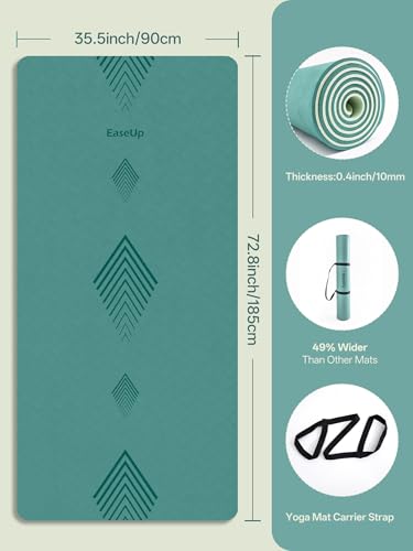 EaseUp Large yoga mat,73’x35.5’x0.4’,extra thick and wide,10mm pilates mat,non-slip exercise mat,workout mats for home gym - color: Green/light green