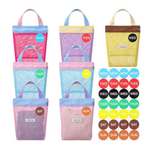 Woanger 7 Set Packing Cubes for Travel Days of Week Packing Cubes Organizers Camp Bags Summer Clothing Handbag for Suitcases