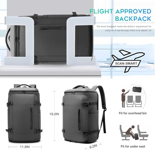 BANGE Large Luggage backpack Backpack, 40L Travel Laptop Backpack Fits 17.3 Inch Notebook, Traveling Luggage Backpack,Carry On Rucksack with Water Bottle Holder for Traveling, Hiking, Business - color: Grey