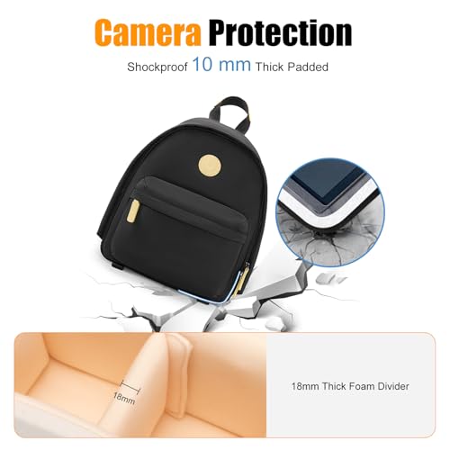 Cwatcun Camera Backpack for Women, Compact DSLR Bag with Tripod Strap - color: Black, size: 1.0 Small