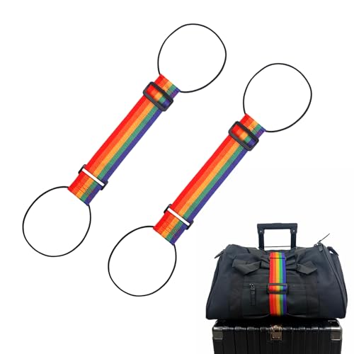2 PCS Luggage Straps for Suitcase, Luggage Connector Straps,Multi-Functional Adjustable Durable Elastic Straps (Rainbow) - color: Rainbow