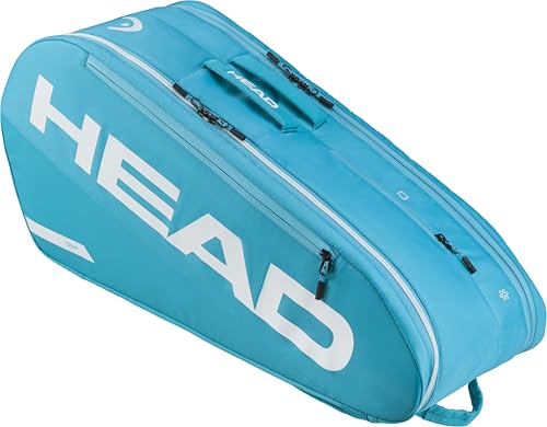 HEAD Tour Racquet Bag M (6R) Tennis Bag - Holds Up to 6 Racquets, CCT+ Climate Control Technology, 2 Main Compartments, Shoe Pocket & Backpack Carry System | 6 Racquet Capacity - color: Blue
