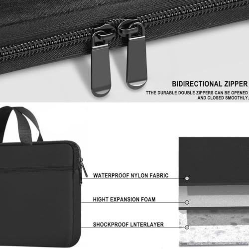 Laptop Bag 15.6 Inch, Durable Briefcase Handbag Protective Computer Case with Front Pocket, Water Resistant Carrying Laptop Sleeve Compatible with HP, Dell, Lenovo, Asus, Black