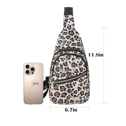 Crossbody Small Sling Backpack Sling Bag for Women Men, Chest Bag Daypack Crossbody for Travel Sport Running Hiking (Leopard Print) - color: Leopard Print