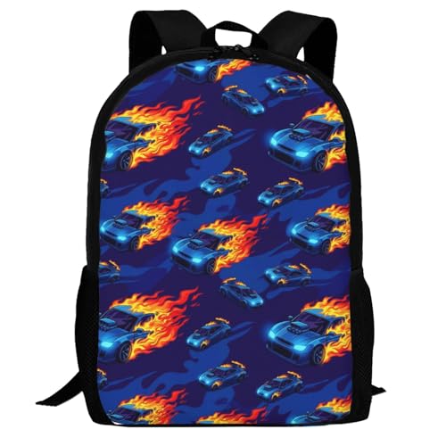 Sturdy Polyester Shoulder Pack Blue Red Fire Truck, Anti Theft Spacious Camping Rucksack Casual Daily Bag for Men Women Fitness Outdoor Activity - color: Design (579)