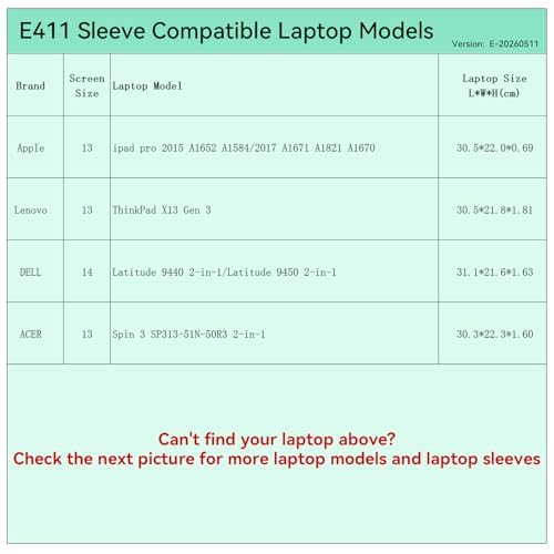 Smatree Elite Laptop Sleeve for 13 inch Apple iPad Pro 2025/2017 A1821, Lenovo ThinkPad X13 Gen 3, DELL Latitude 9450/9440 2-in-1, ACER Spin 3 SP313 2-in-1, Protective Laptop Case with Pocket(E411) - size: 13 inch/E411/Size: 32*22.7cm