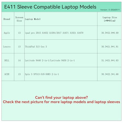 Smatree Elite Laptop Sleeve for 13 inch Apple iPad Pro 2025/2017 A1821, Lenovo ThinkPad X13 Gen 3, DELL Latitude 9450/9440 2-in-1, ACER Spin 3 SP313 2-in-1, Protective Laptop Case with Pocket(E411) - size: 13 inch/E411/Size: 32.0*22.7cm-1