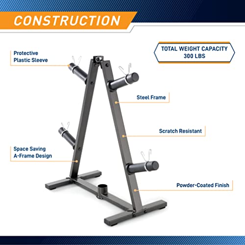 Marcy Olympic Weight Plate Tree for 2-Inch Plates Weight Storage Rack - color: A-Frame - Black